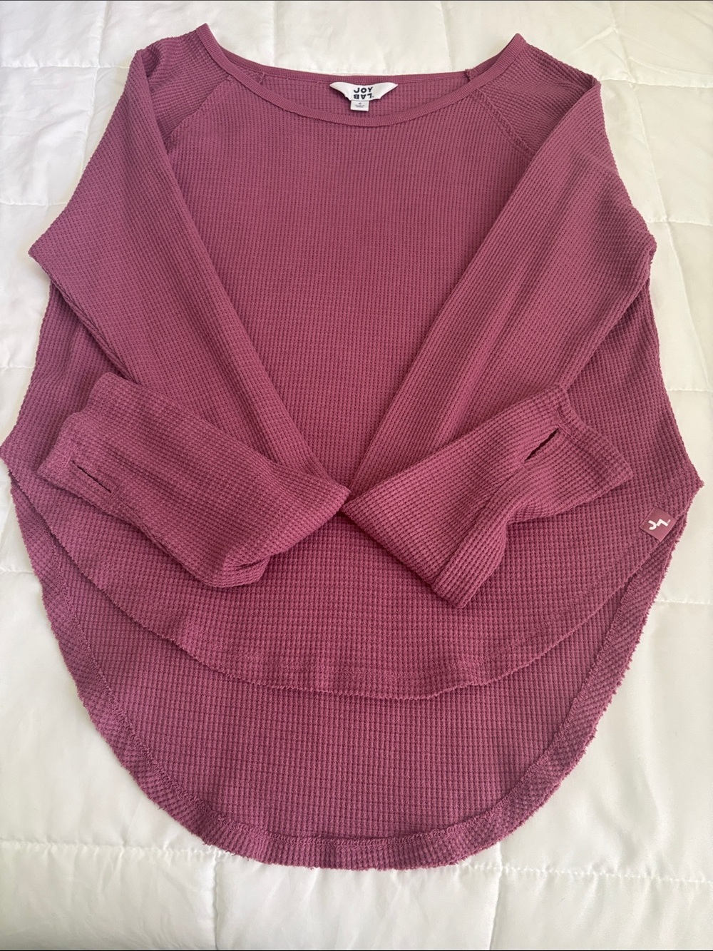JoyLab Dusty Rose Waffle Knit Long Sleeve Pullover size small